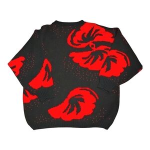 Knitted Flower Print Sweater